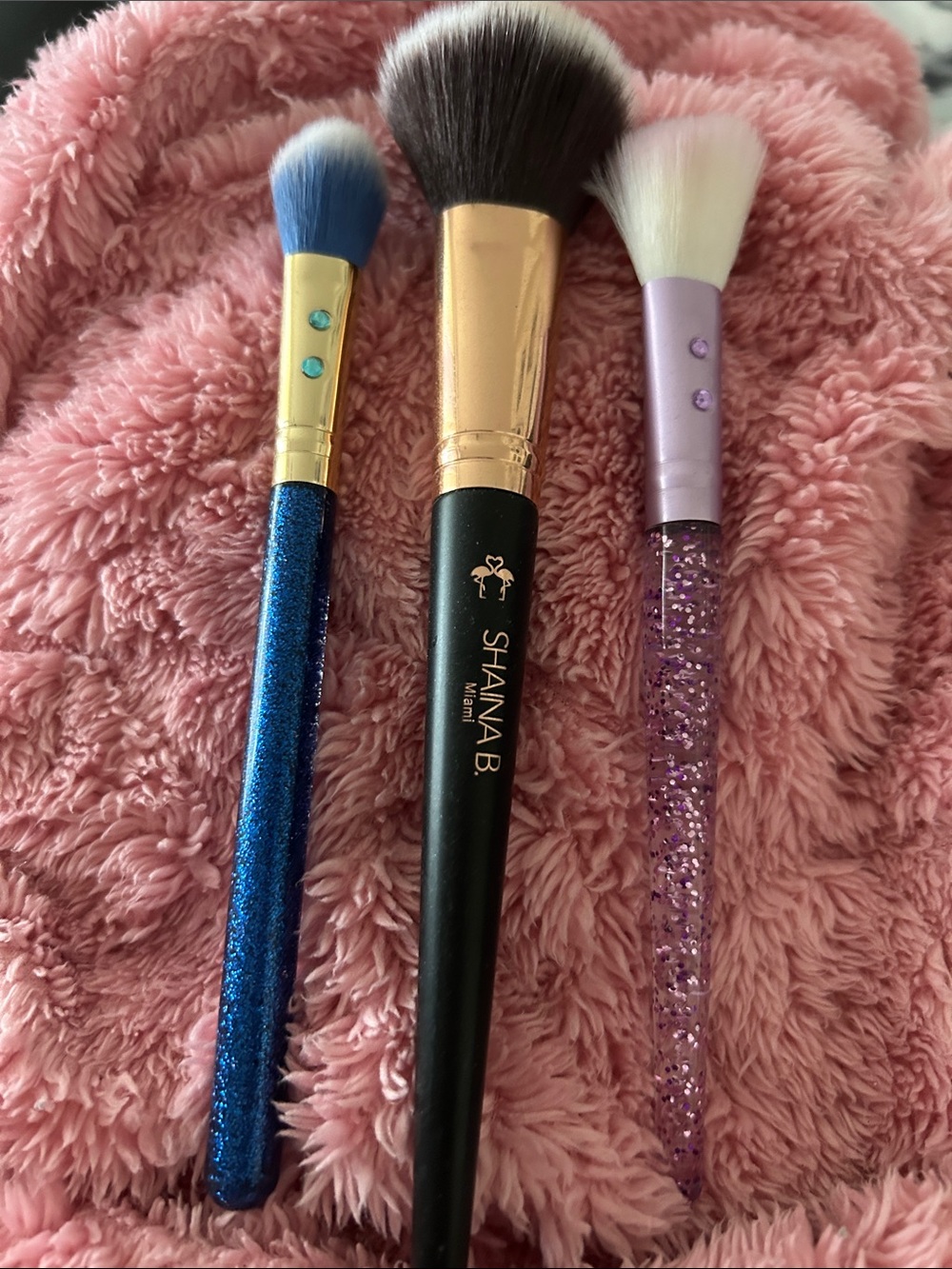 💙 🖤💜 SHAINA Blue, Black & Purple Glitter Makeup Brush BUNDLE  — BRAND NEW 🆕 💙🖤💜